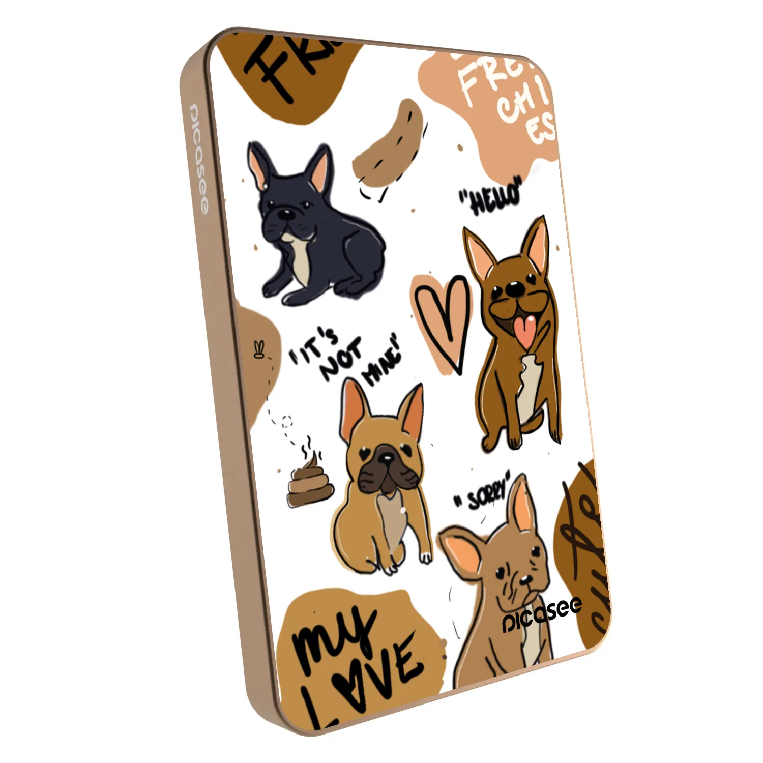 Picasee Prijenosni punjač s MagSafe 5 000 mAh Zlatni - Frenchies