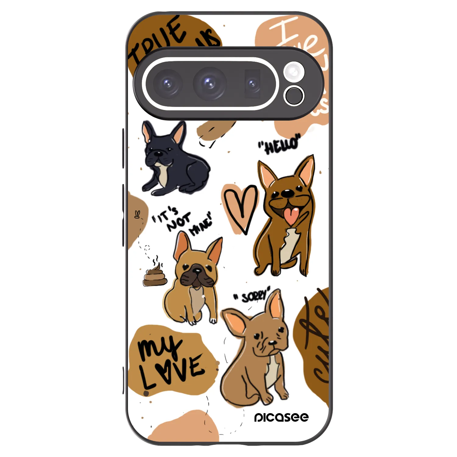 Picasee crna silikonska maskica za Google Pixel 9 Pro XL - Frenchies