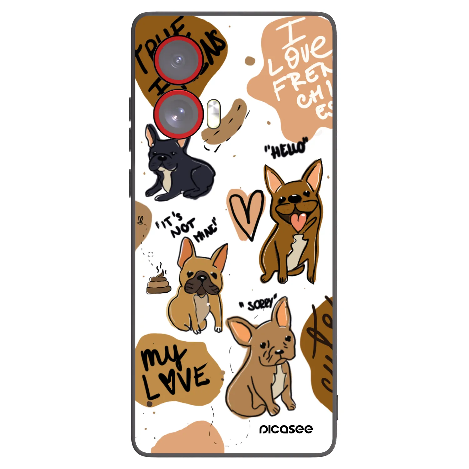 Picasee crna silikonska maskica za Motorola Edge 50 Fusion - Frenchies