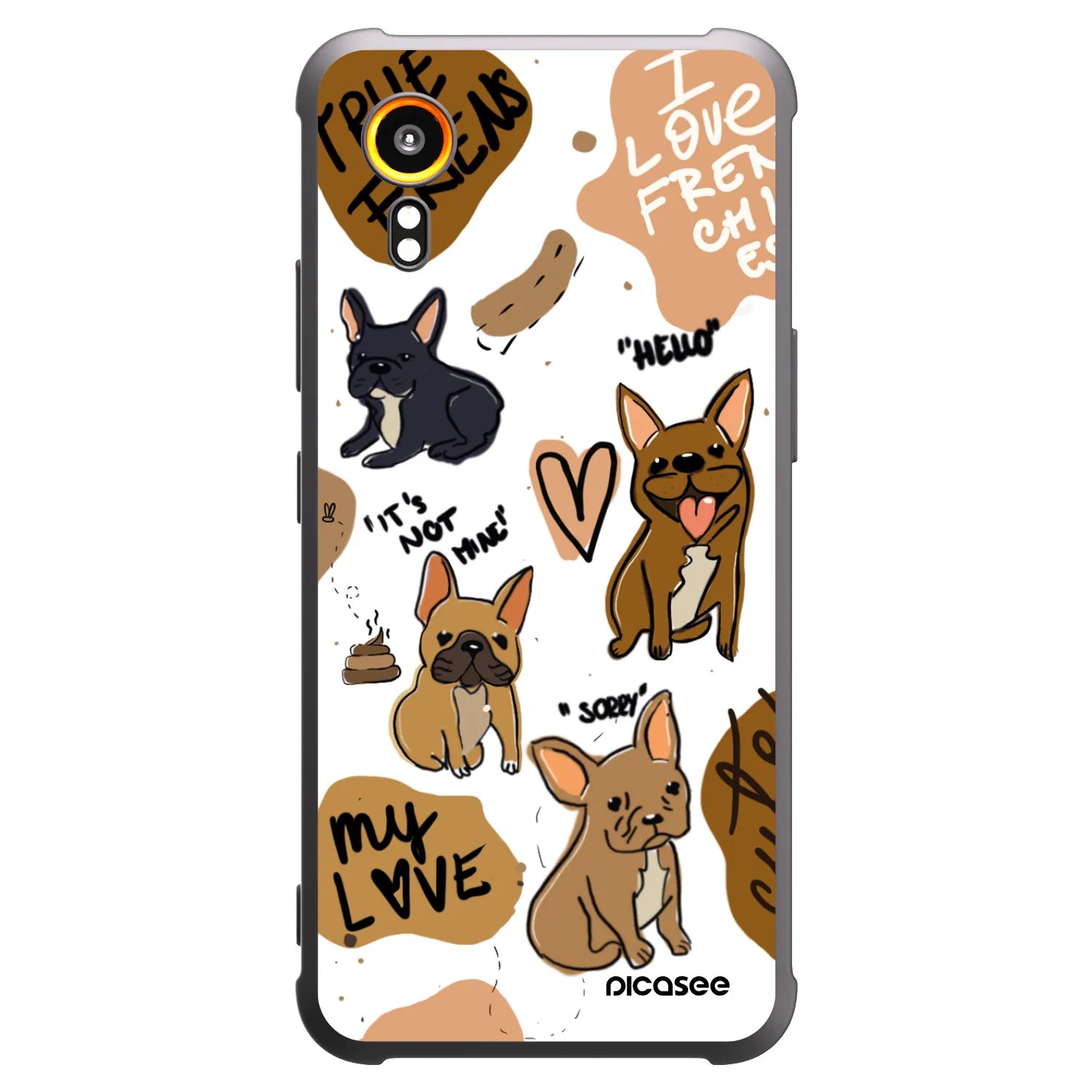 Picasee crna silikonska maskica za Samsung Galaxy Xcover 7 - Frenchies