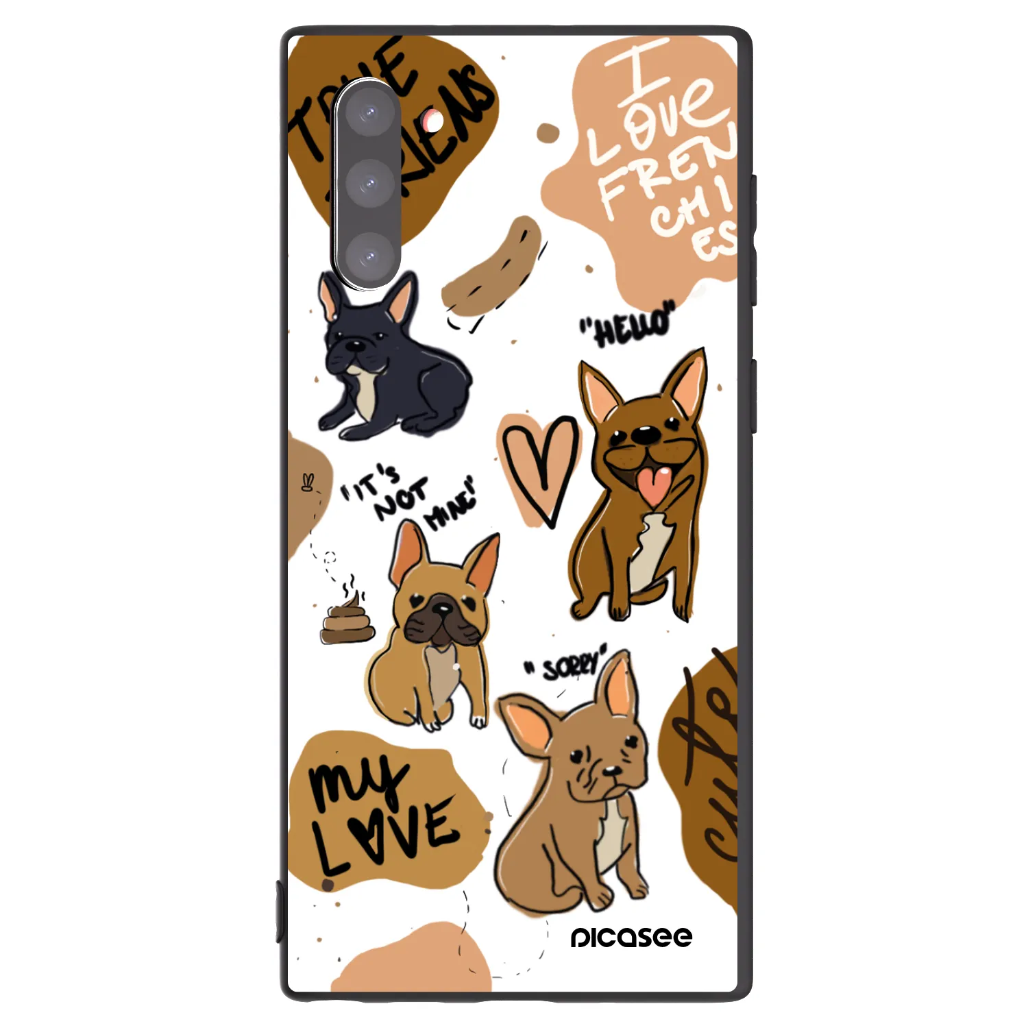 Picasee crna silikonska maskica za Samsung Galaxy Note 10 N970F - Frenchies