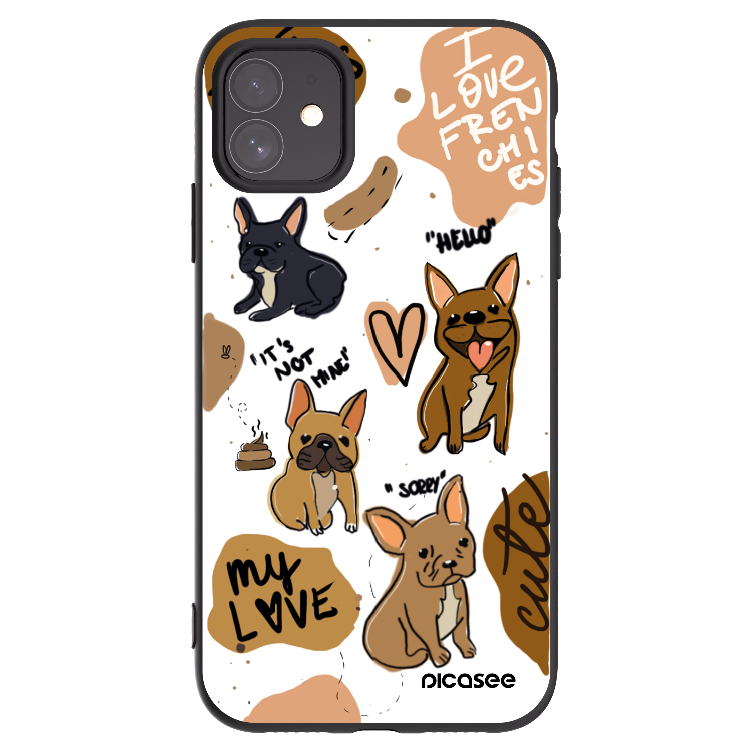 Picasee crna silikonska maskica za Apple iPhone 11 - Frenchies