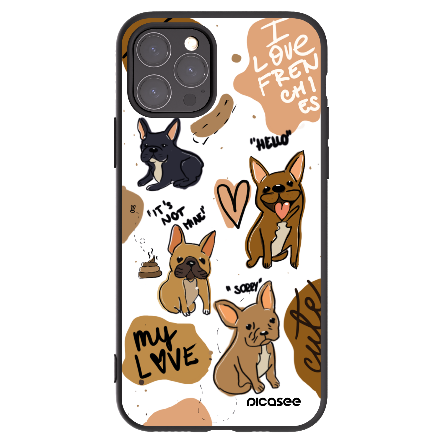 Picasee crna silikonska maskica za Apple iPhone 11 Pro - Frenchies