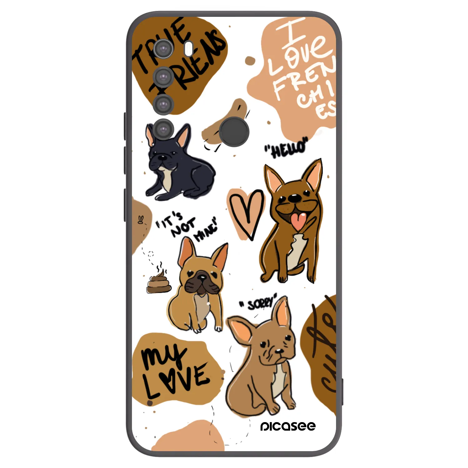 Picasee crna silikonska maskica za Xiaomi Redmi Note 8 - Frenchies