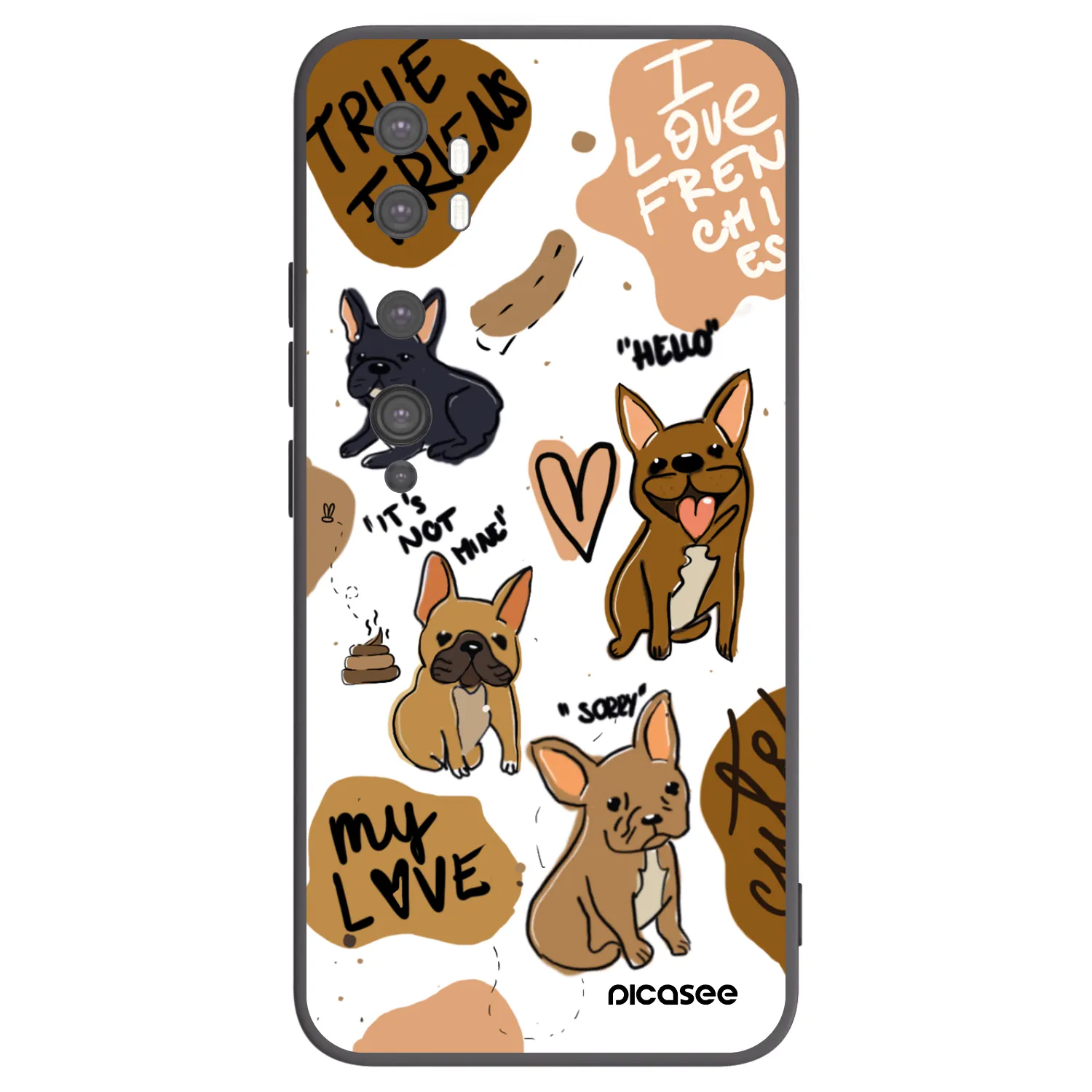 Picasee crna silikonska maskica za Xiaomi Mi Note 10 (Pro) - Frenchies