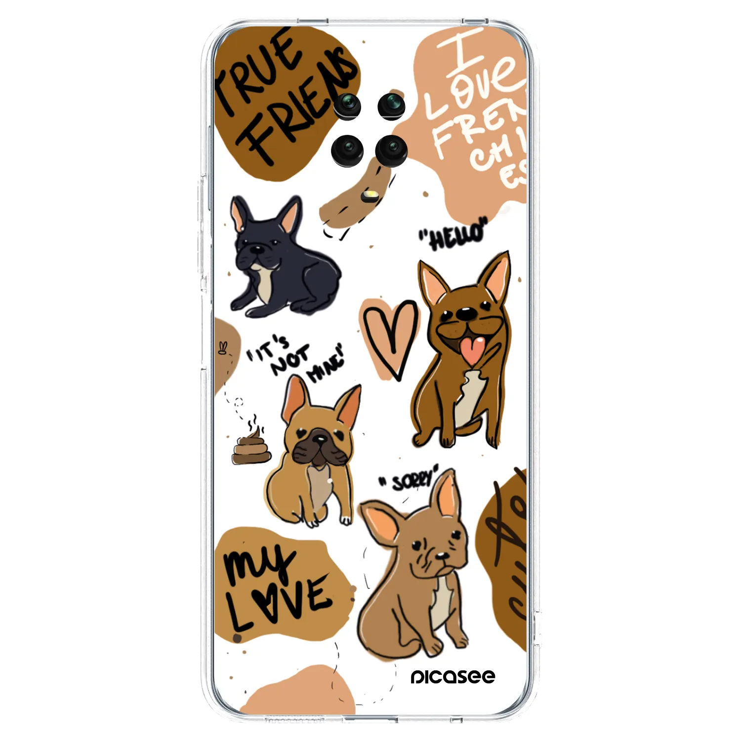 Picasee silikonska prozirna maskica za Xiaomi Redmi Note 9 Pro - Frenchies