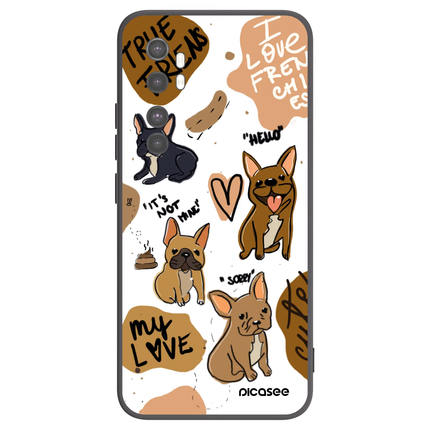 Picasee crna silikonska maskica za Xiaomi Mi Note 10 Lite - Frenchies