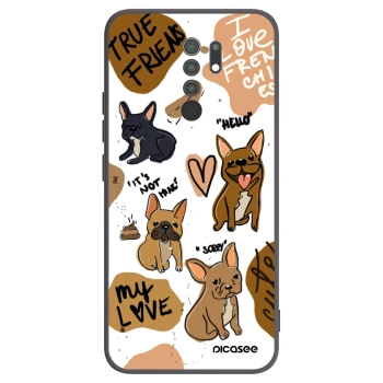 Picasee crna silikonska maskica za Xiaomi Redmi 9 - Frenchies