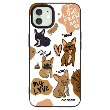 Picasee crna silikonska maskica za Apple iPhone 12 - Frenchies