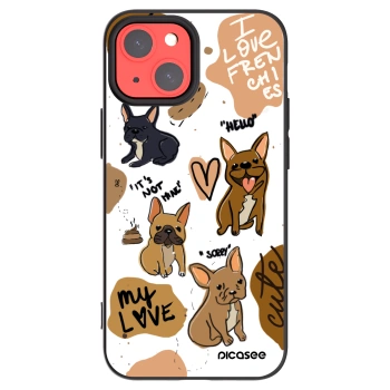 Picasee crna silikonska maskica za Apple iPhone 13 mini - Frenchies