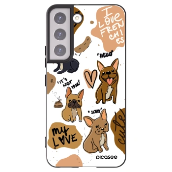 Picasee crna silikonska maskica za Samsung Galaxy S22 5G - Frenchies