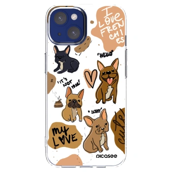 Picasee silikonska prozirna maskica za Apple iPhone 14 - Frenchies