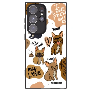 Picasee crna silikonska maskica za Samsung Galaxy S23 Ultra 5G - Frenchies