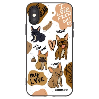 Picasee crna silikonska maskica za Apple iPhone X/XS - Frenchies