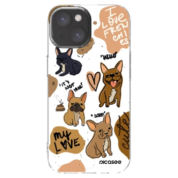 Picasee silikonska prozirna maskica za Apple iPhone 15 - Frenchies