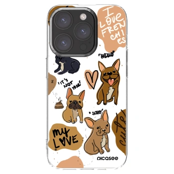 Picasee silikonska prozirna maskica za Apple iPhone 15 Pro - Frenchies