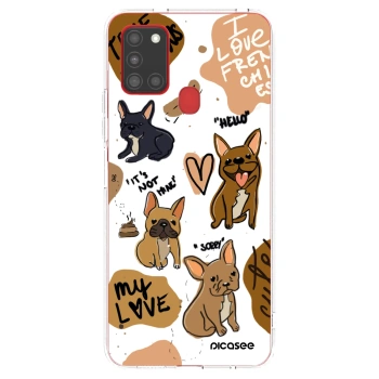 Picasee silikonska prozirna maskica za Samsung Galaxy A21s - Frenchies