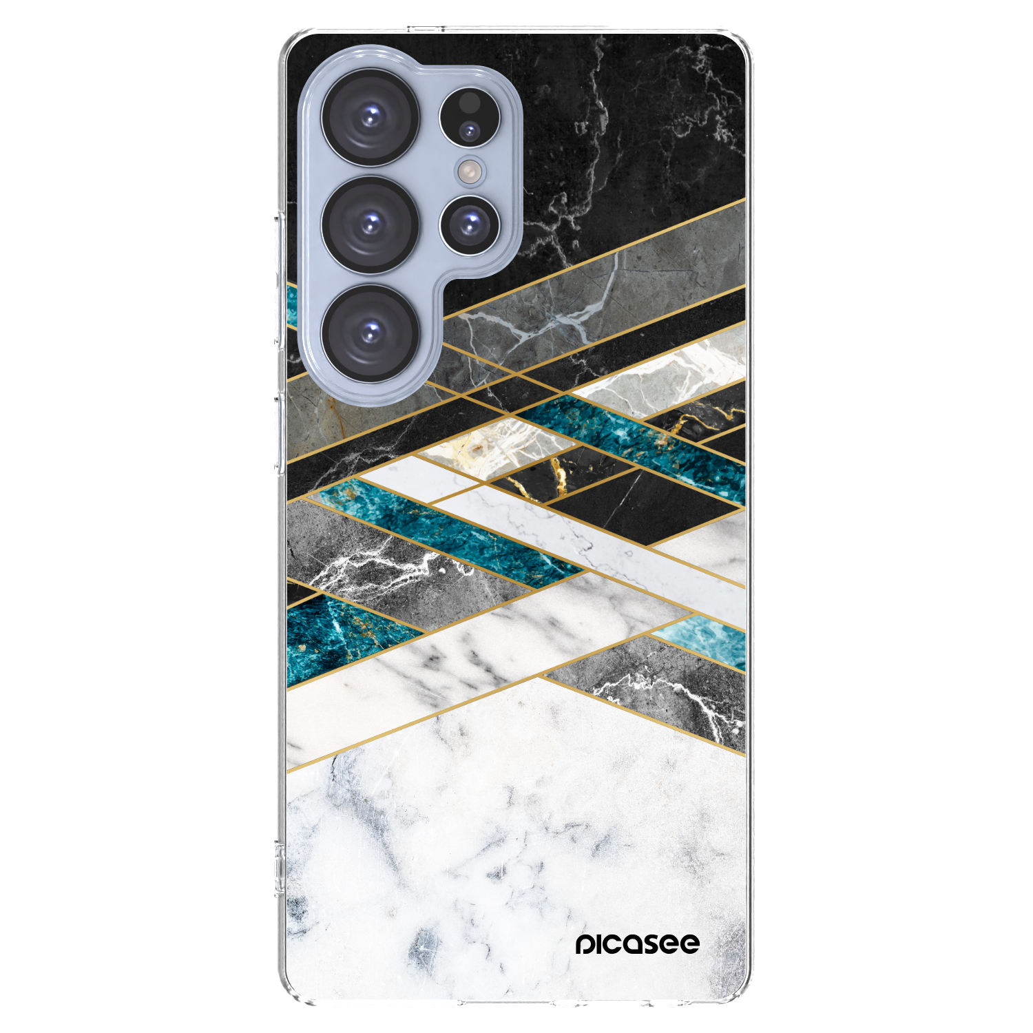 Picasee silikonska prozirna maskica za Samsung Galaxy S25 Ultra 5G - Black & White geometry