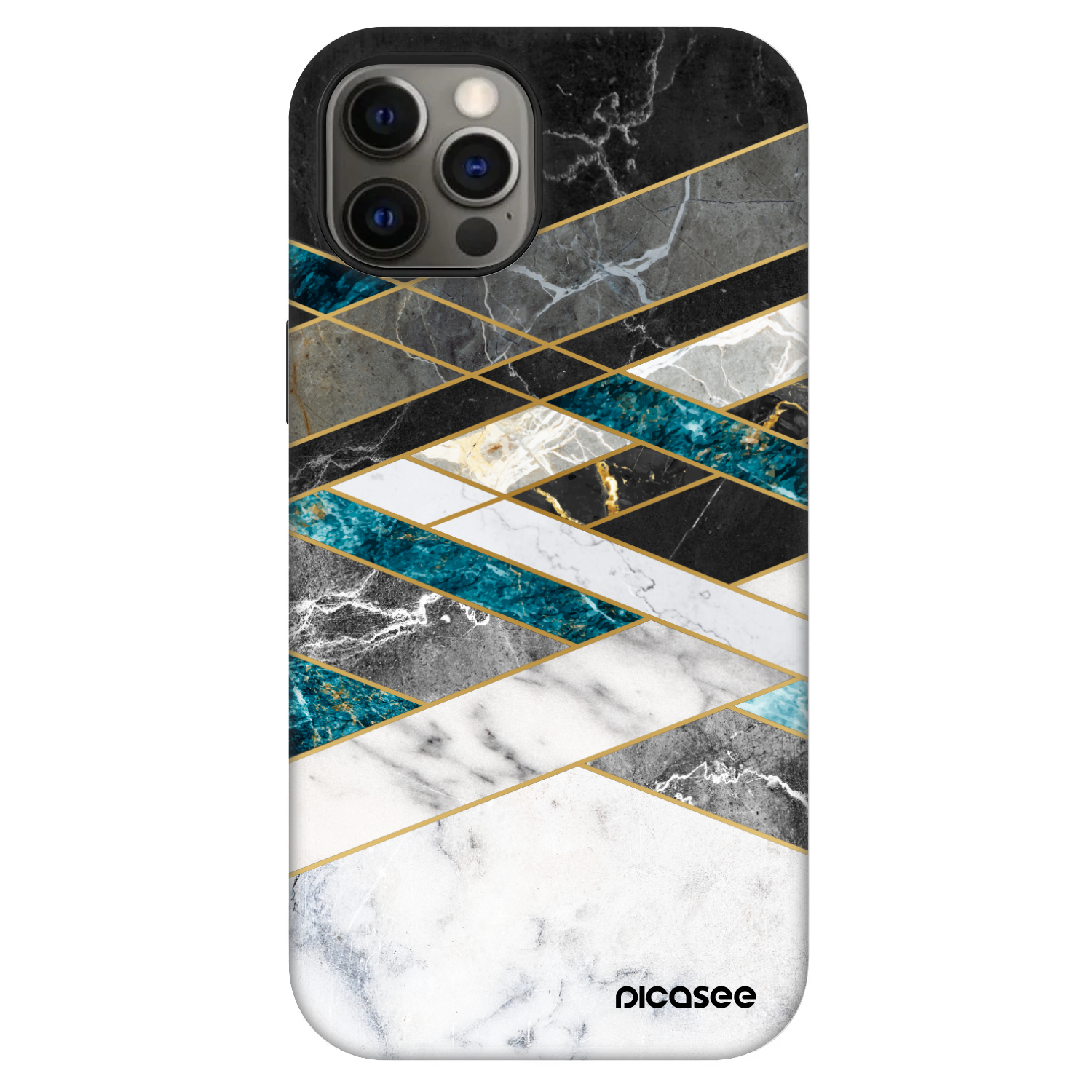 Picasee Fashion Case MagSafe za Apple iPhone 12 Pro - Black & White geometry