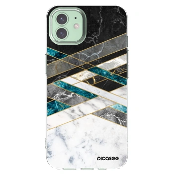 Picasee silikonska prozirna maskica za Apple iPhone 12 - Black & White geometry