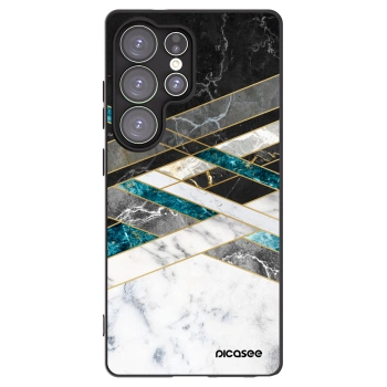 Picasee crna silikonska maskica za Samsung Galaxy S25 Ultra 5G - Black & White geometry