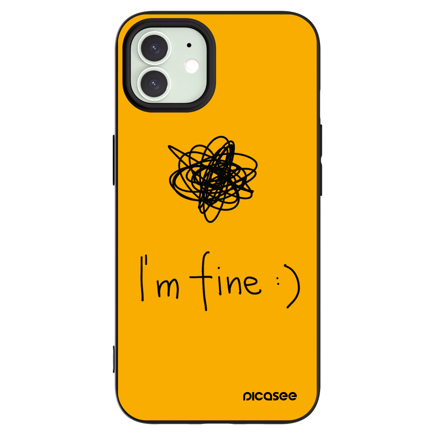 Picasee crna silikonska maskica za Apple iPhone 12 - I am fine