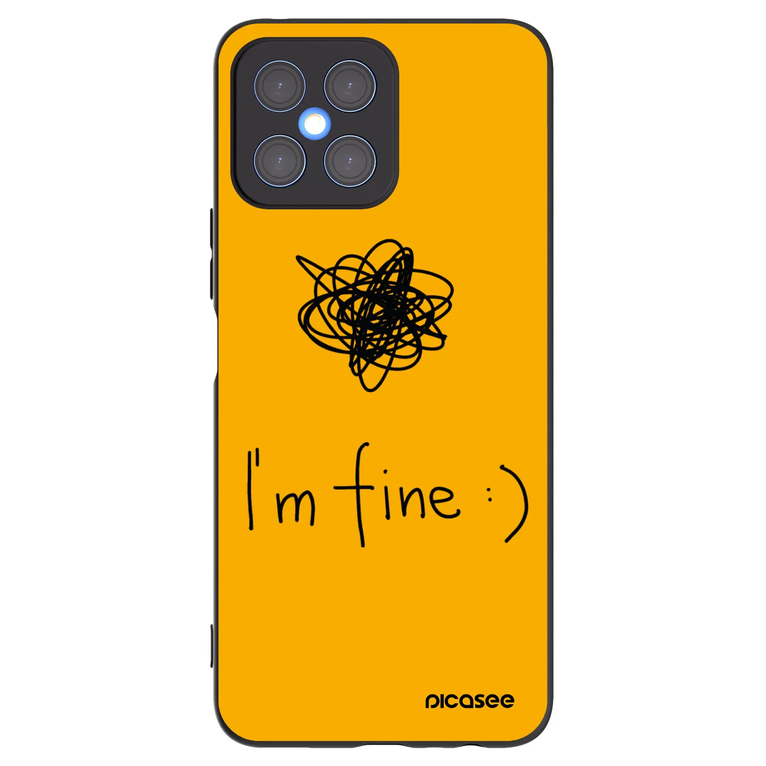 Picasee crna silikonska maskica za Honor X8 4G - I am fine