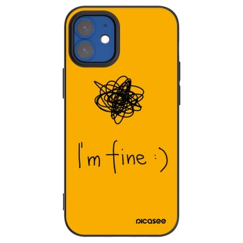 Picasee crna silikonska maskica za Apple iPhone 12 mini - I am fine