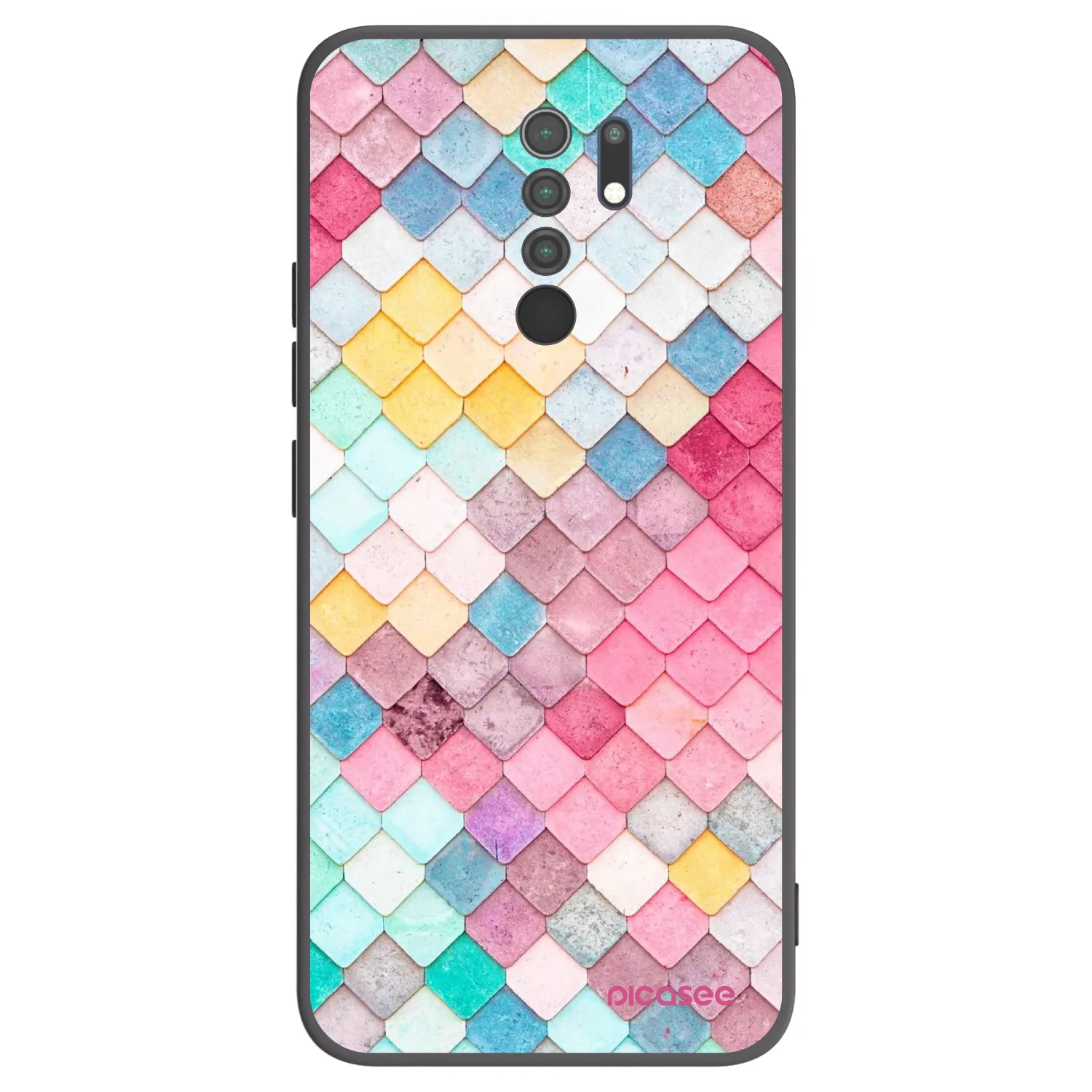 Picasee crna silikonska maskica za Xiaomi Redmi 9 - Colorful roof