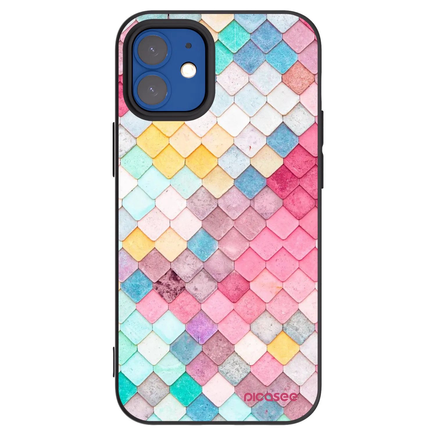 Picasee crna silikonska maskica za Apple iPhone 12 mini - Colorful roof