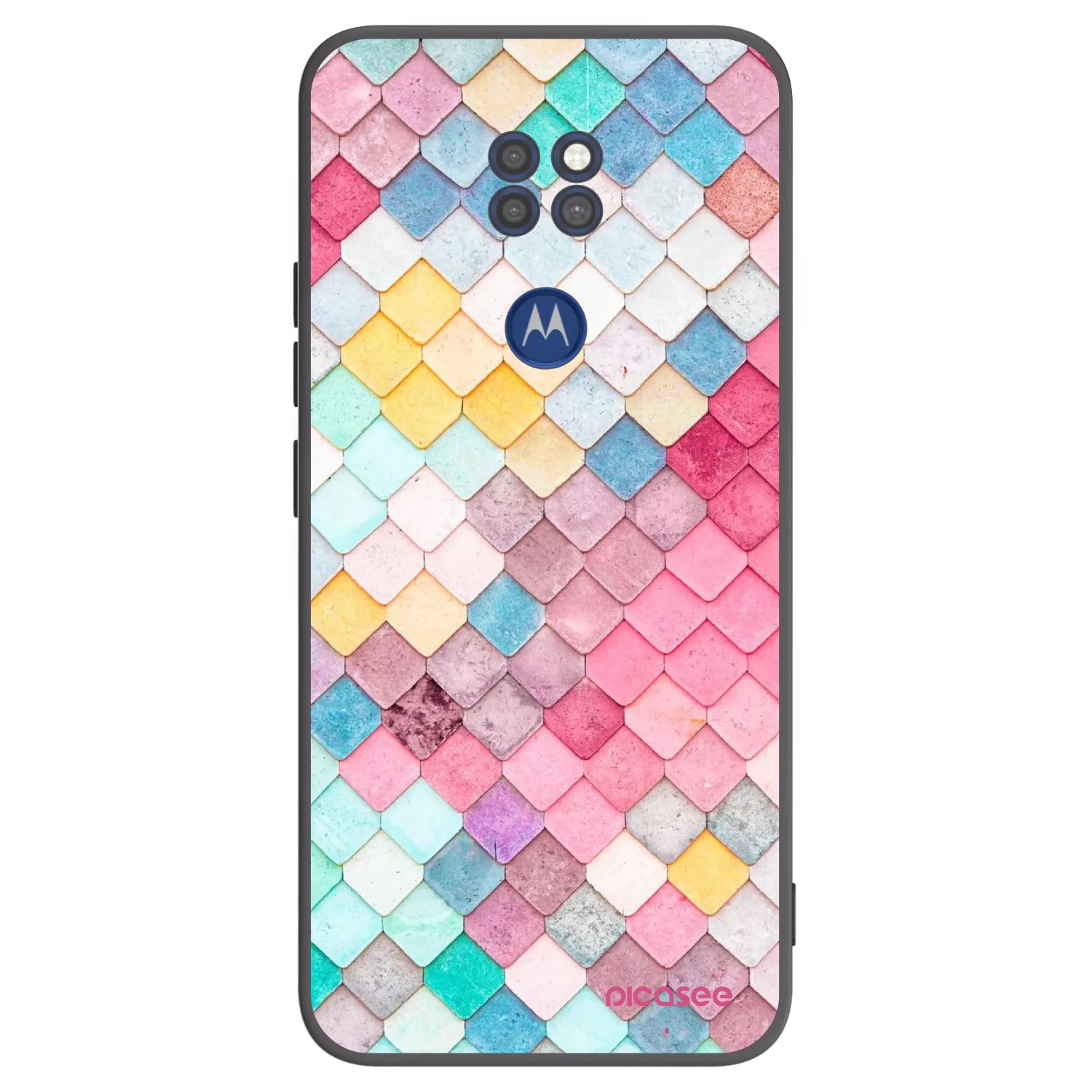 Picasee crna silikonska maskica za Motorola Moto G9 Play - Colorful roof
