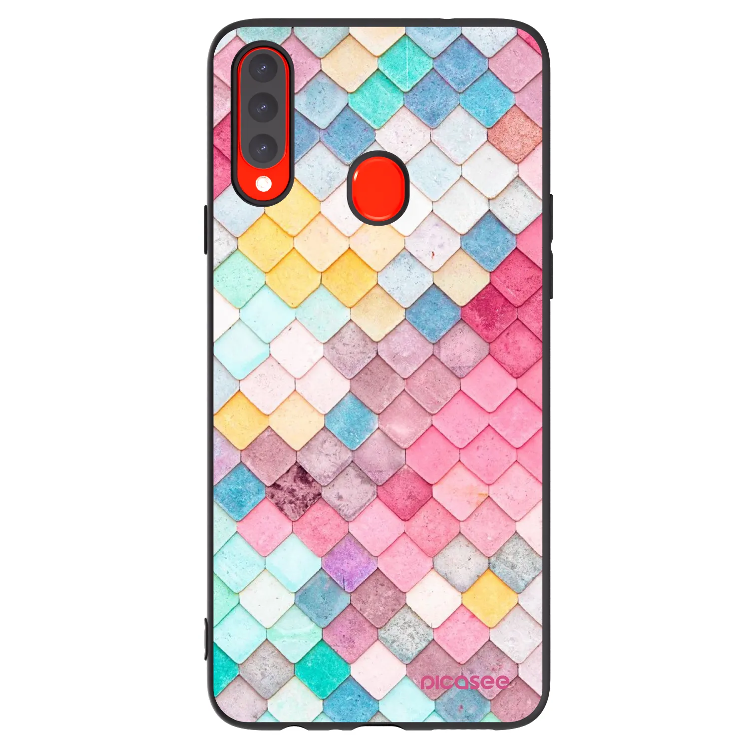 Picasee crna silikonska maskica za Samsung Galaxy A20s - Colorful roof