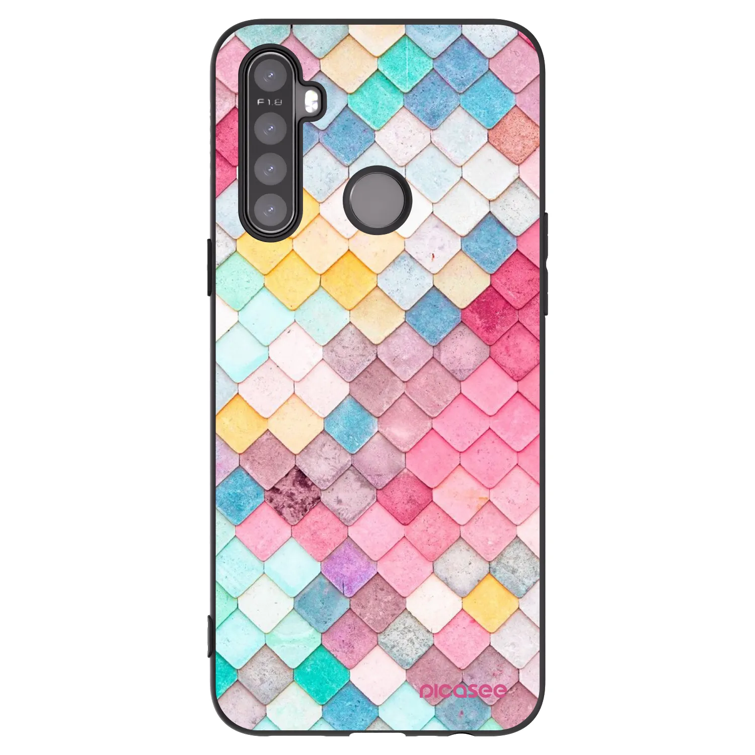 Picasee crna silikonska maskica za Realme 5 - Colorful roof