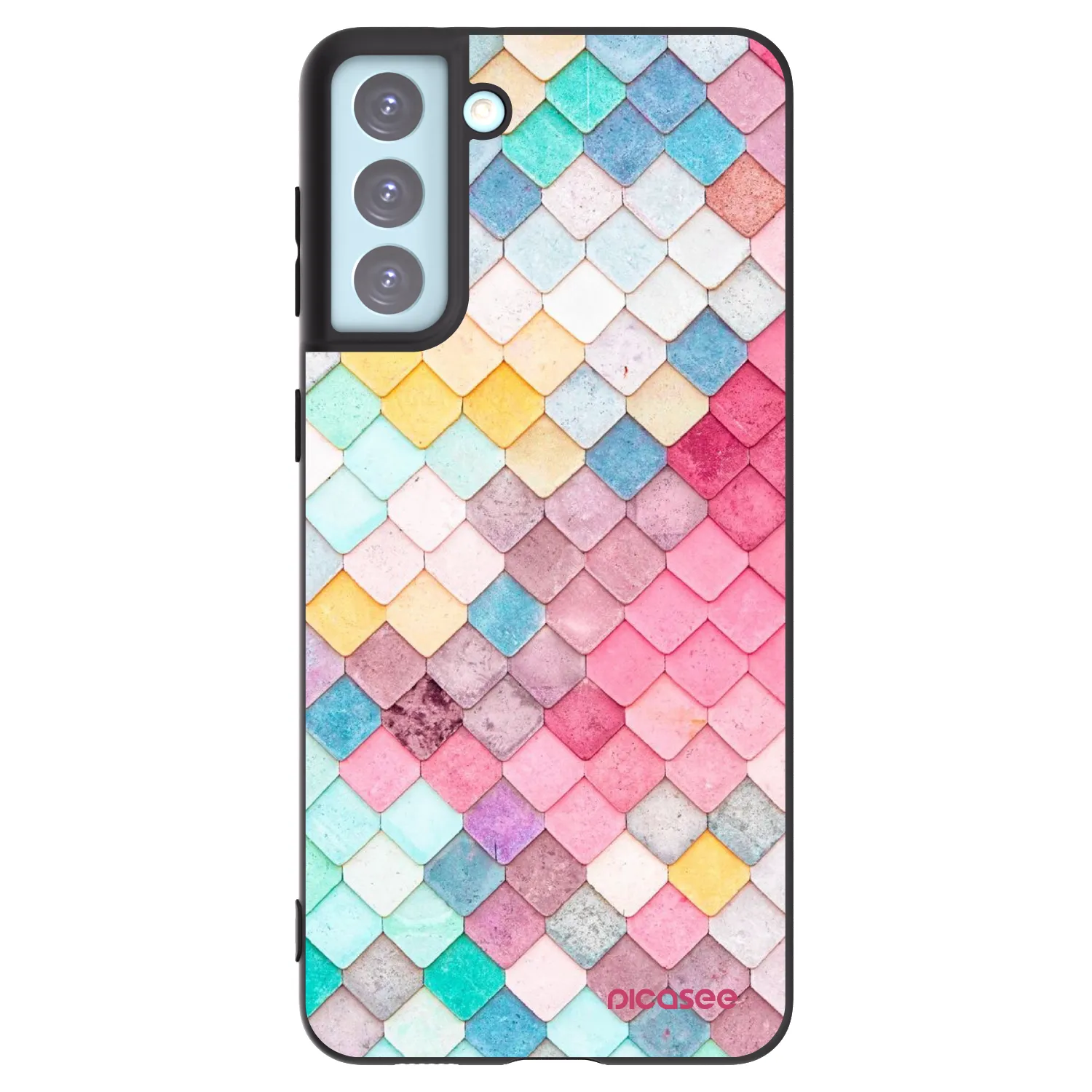 Picasee crna silikonska maskica za Samsung Galaxy S21+ 5G G996F - Colorful roof