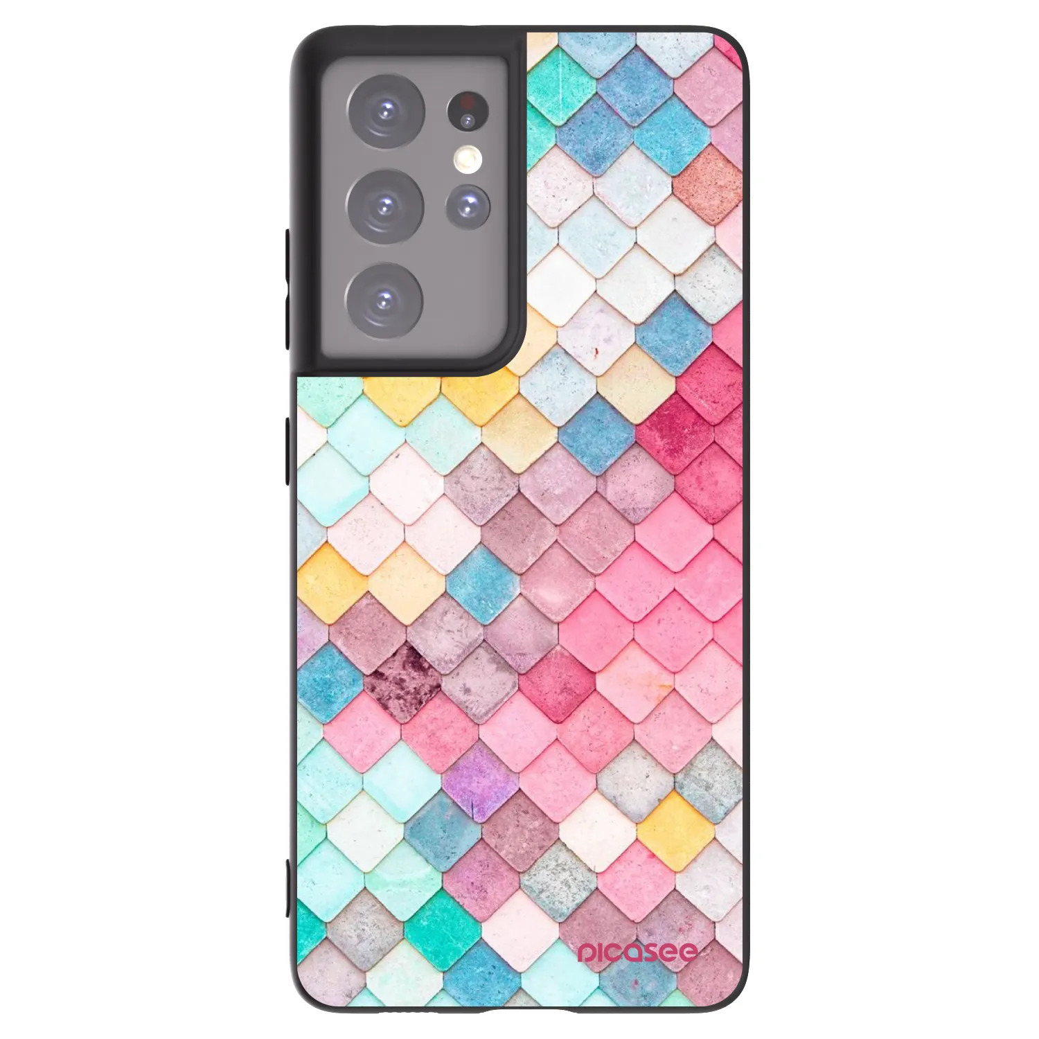 Picasee crna silikonska maskica za Samsung Galaxy S21 Ultra 5G G998B - Colorful roof