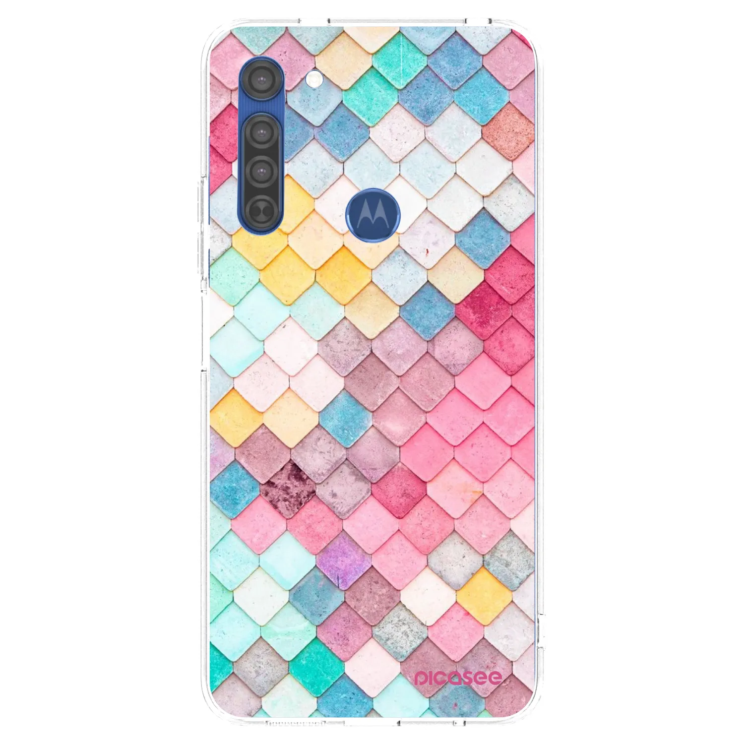 Picasee silikonska prozirna maskica za Motorola Moto G8 - Colorful roof