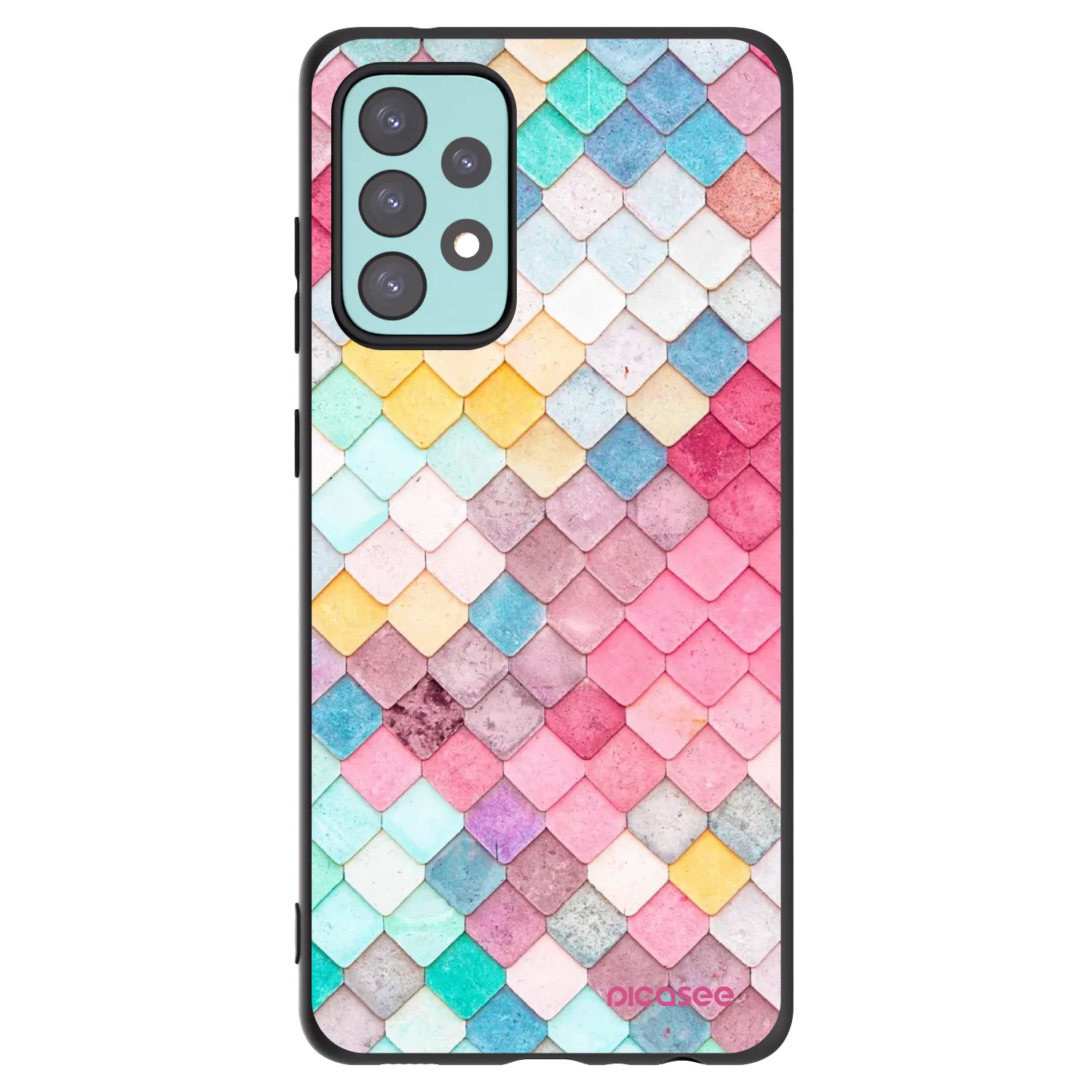 Picasee crna silikonska maskica za Samsung Galaxy A72 A725F - Colorful roof