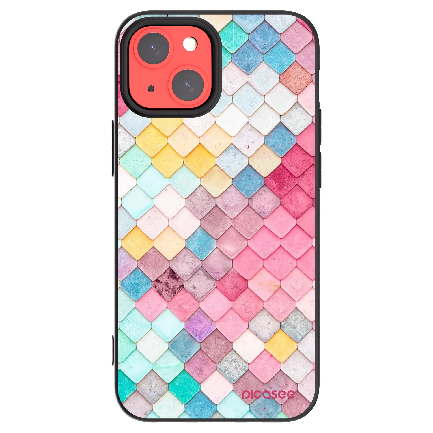 Picasee crna silikonska maskica za Apple iPhone 13 mini - Colorful roof