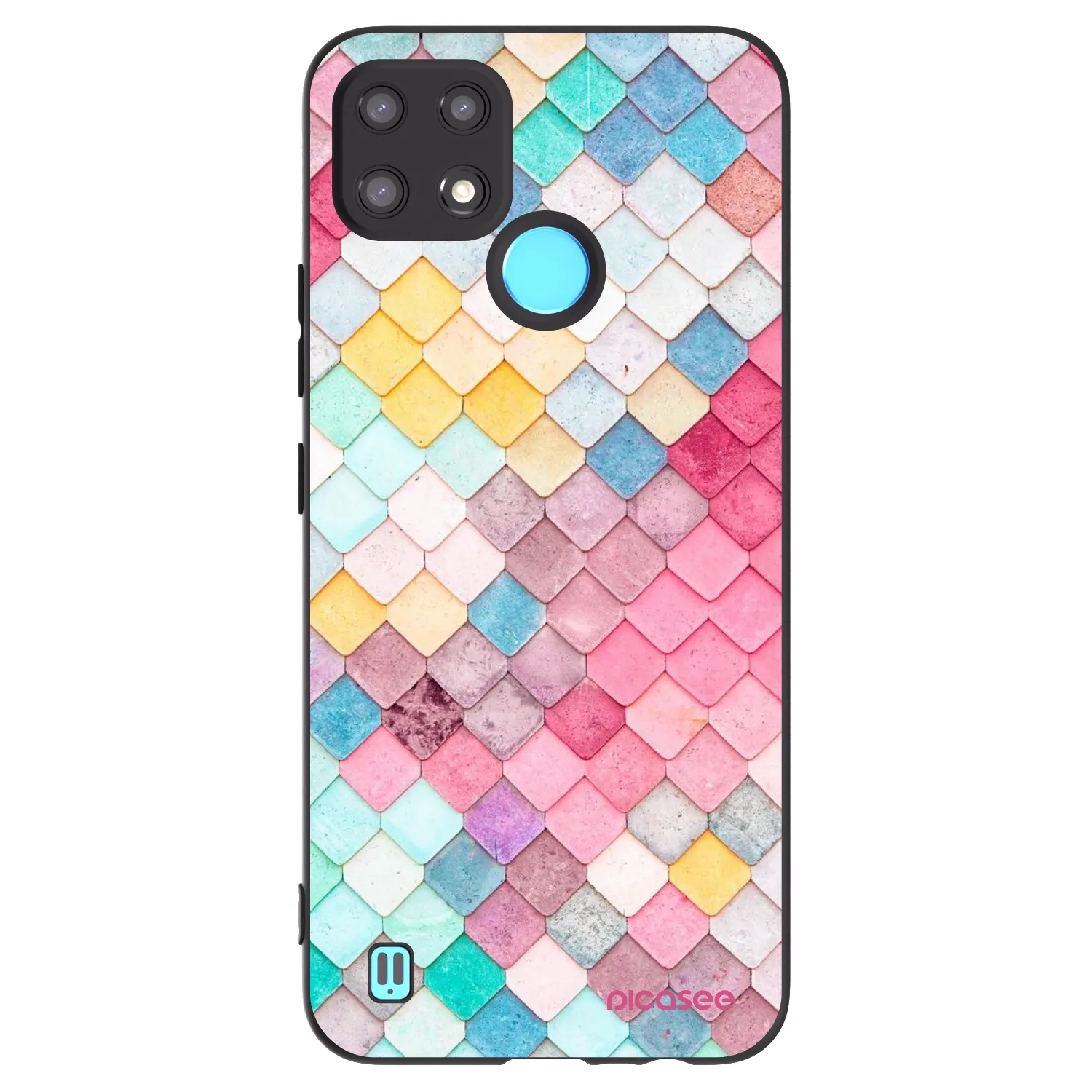 Picasee crna silikonska maskica za Realme C21 - Colorful roof