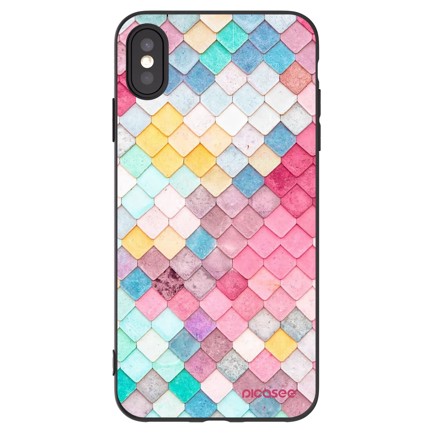 Picasee crna silikonska maskica za Apple iPhone XS Max - Colorful roof