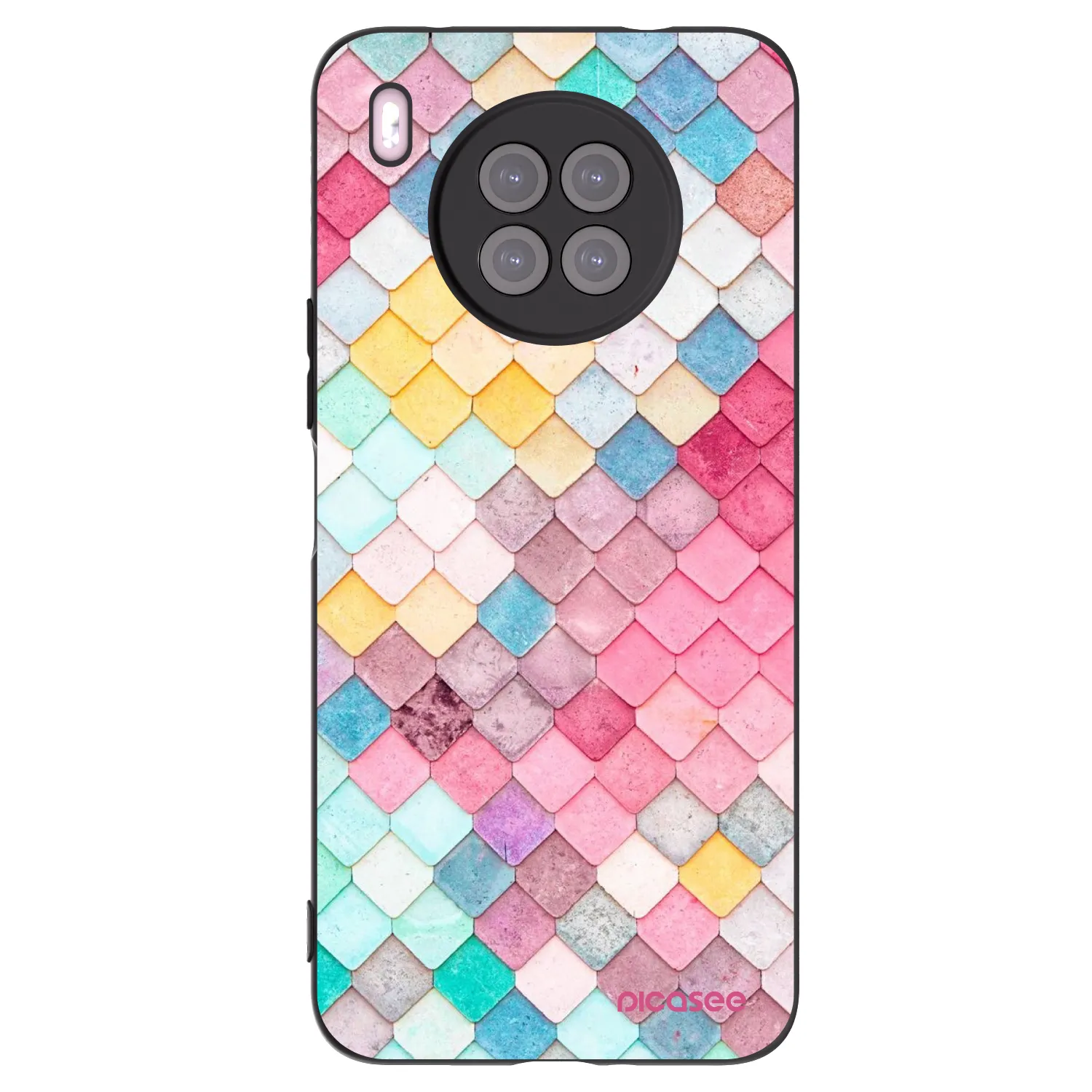 Picasee crna silikonska maskica za Huawei Nova 8i - Colorful roof