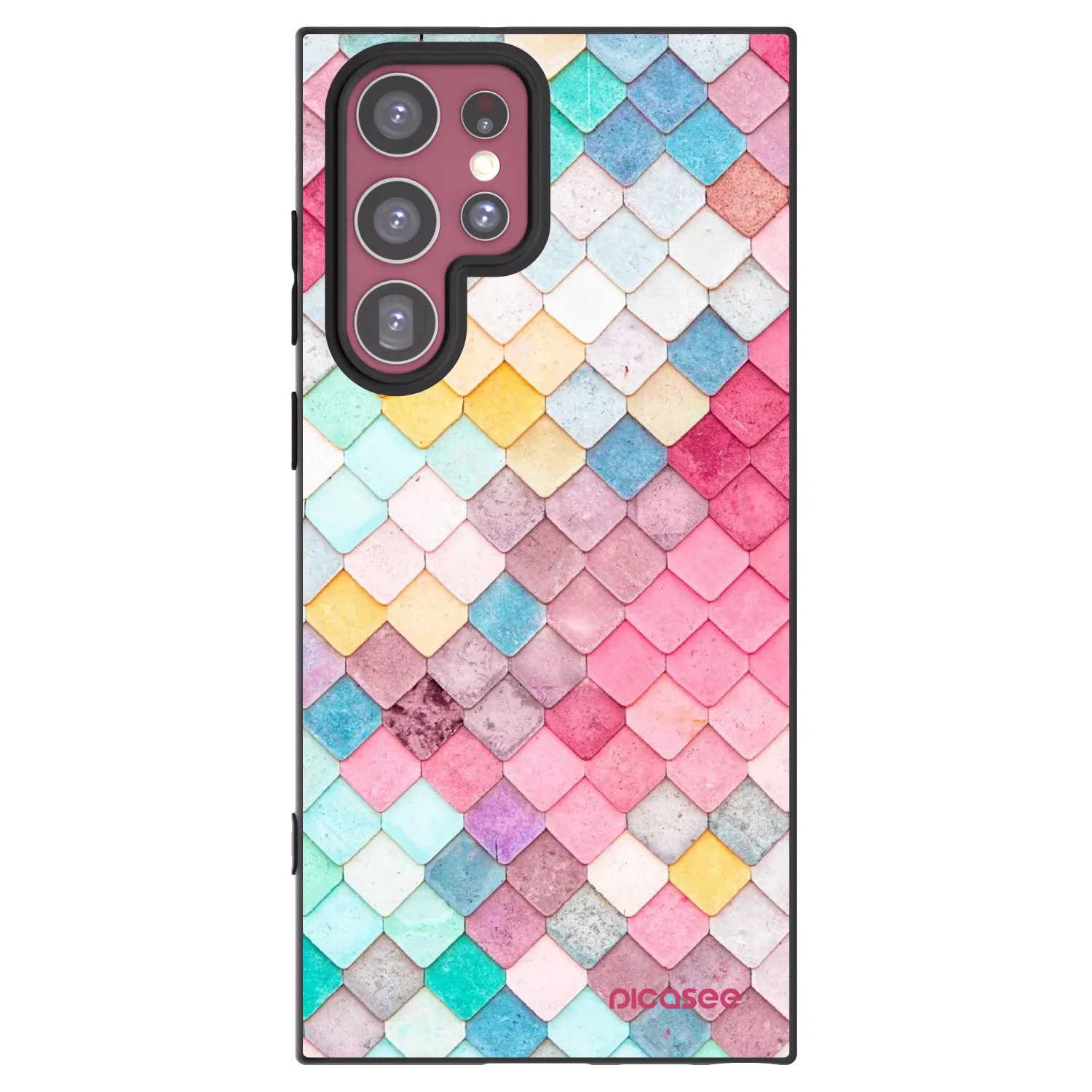 Picasee crna silikonska maskica za Samsung Galaxy S22 Ultra 5G - Colorful roof