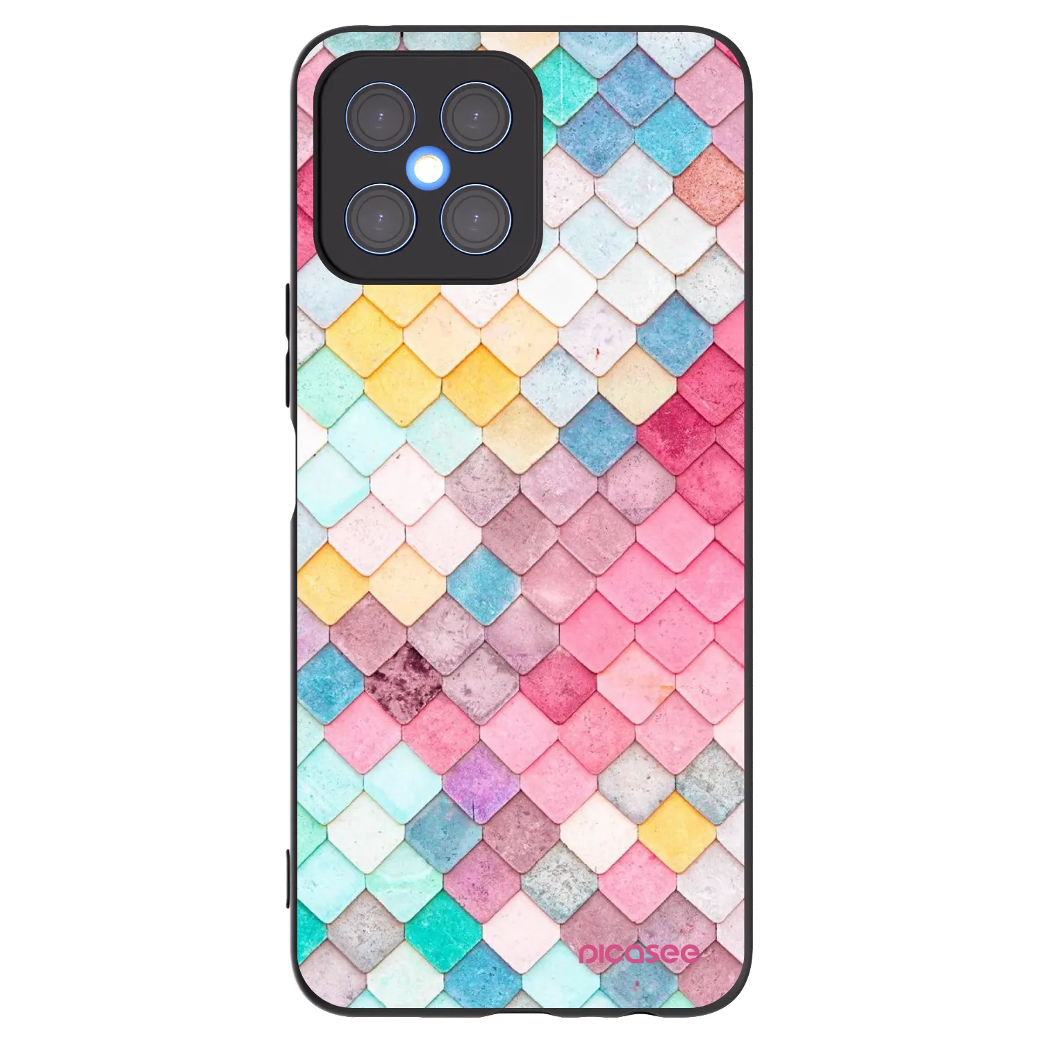 Picasee crna silikonska maskica za Honor X8 4G - Colorful roof