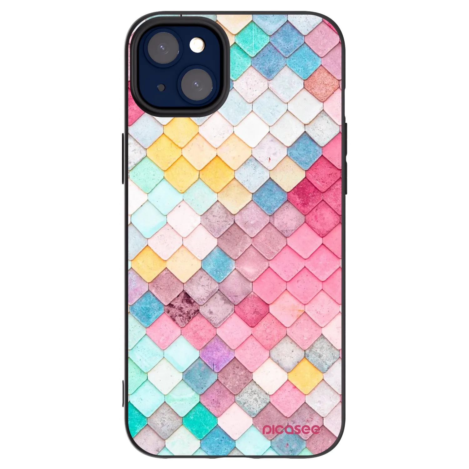 Picasee crna silikonska maskica za Apple iPhone 14 Plus - Colorful roof