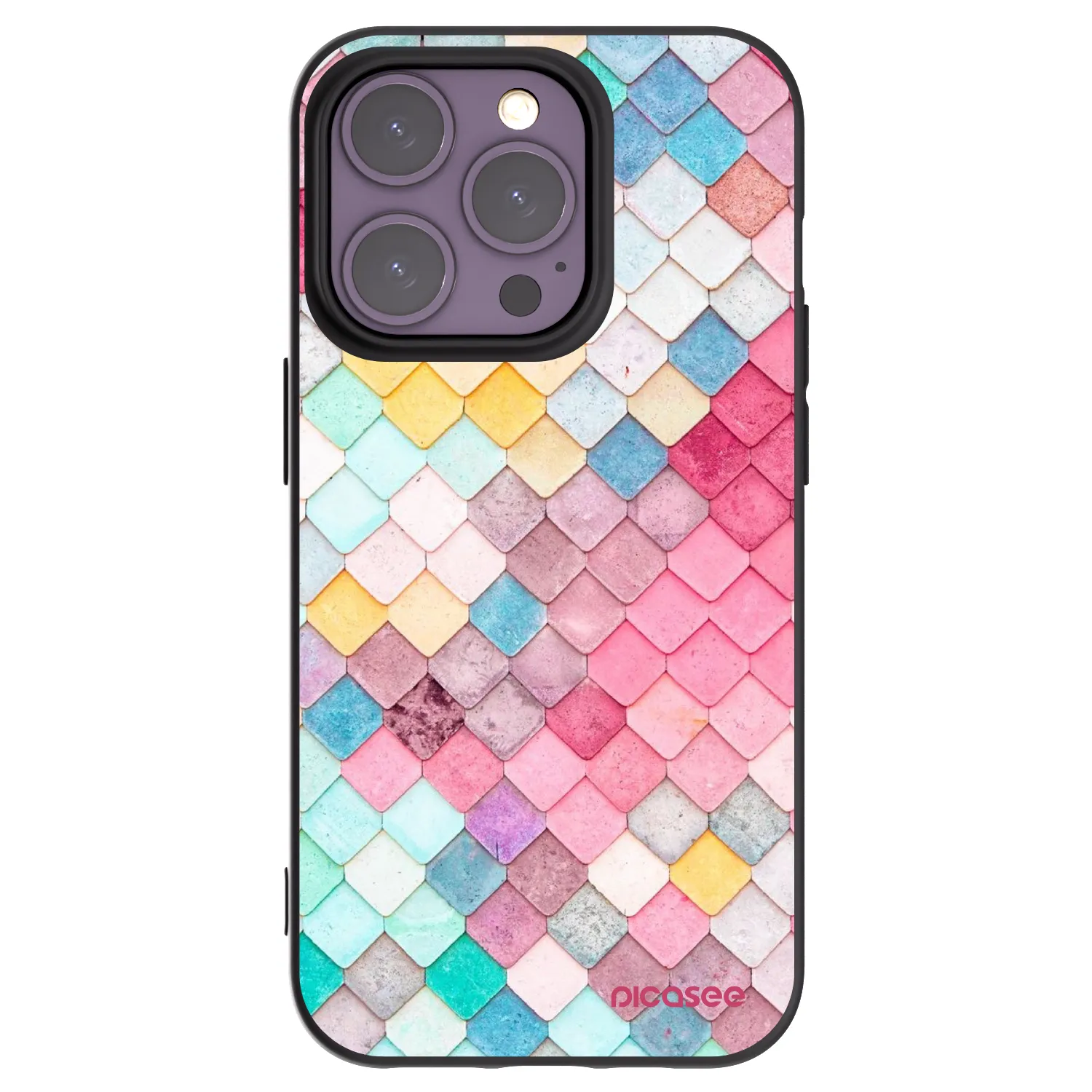 Picasee crna silikonska maskica za Apple iPhone 14 Pro - Colorful roof