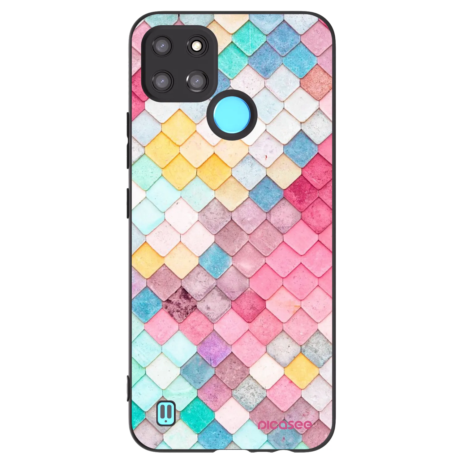 Picasee crna silikonska maskica za Realme C21Y - Colorful roof