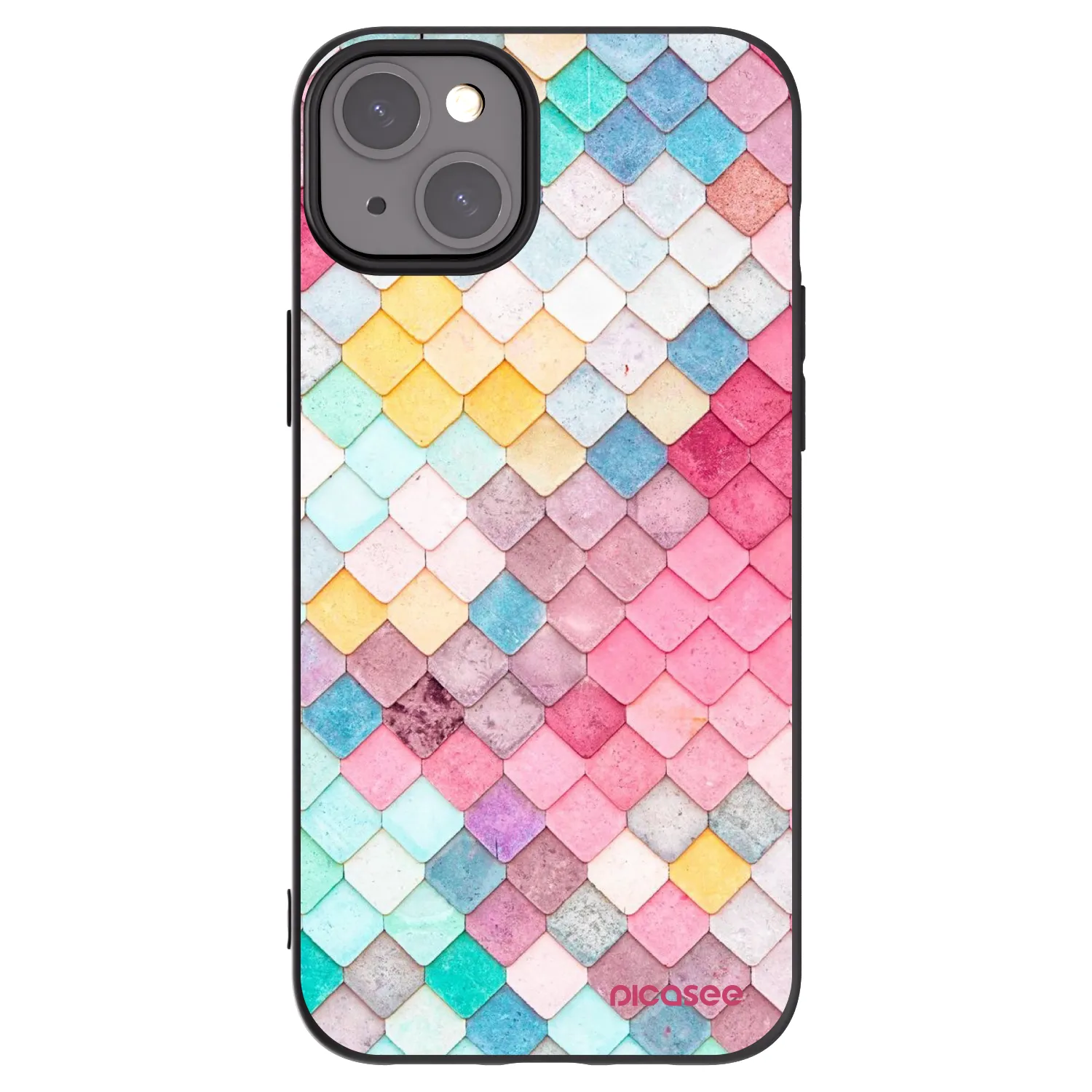 Picasee crna silikonska maskica za Apple iPhone 15 Plus - Colorful roof