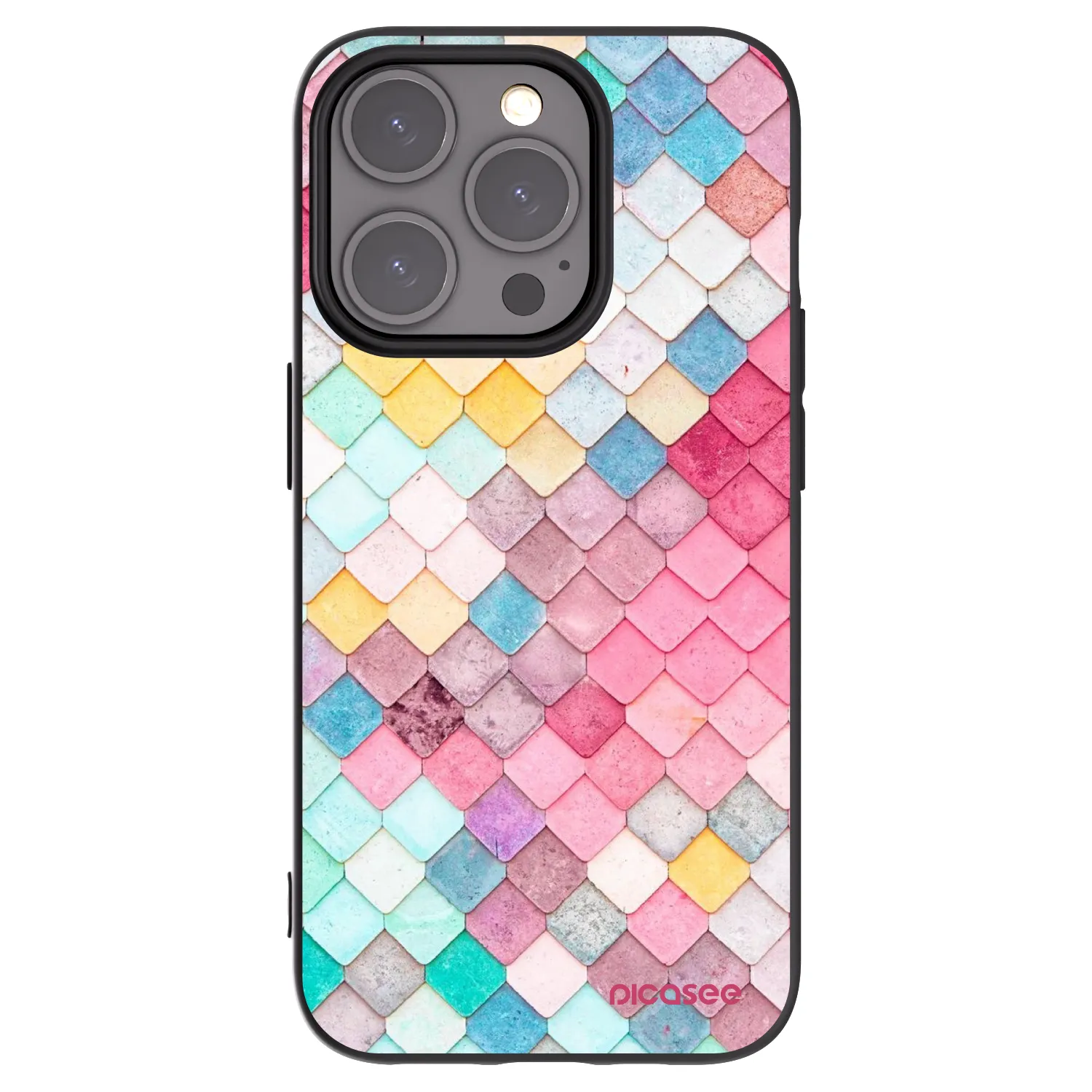 Picasee crna silikonska maskica za Apple iPhone 15 Pro - Colorful roof