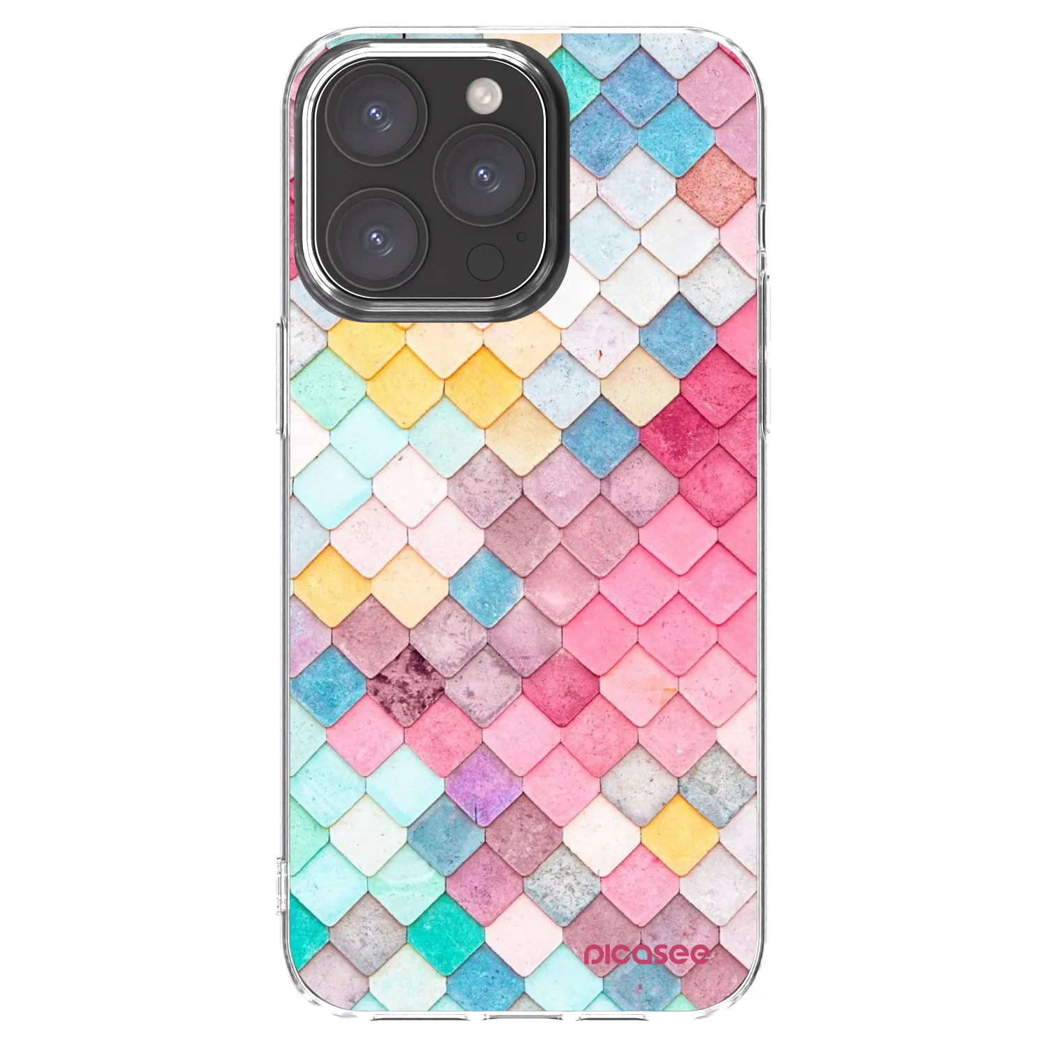 Picasee silikonska prozirna maskica za Apple iPhone 15 Pro Max - Colorful roof