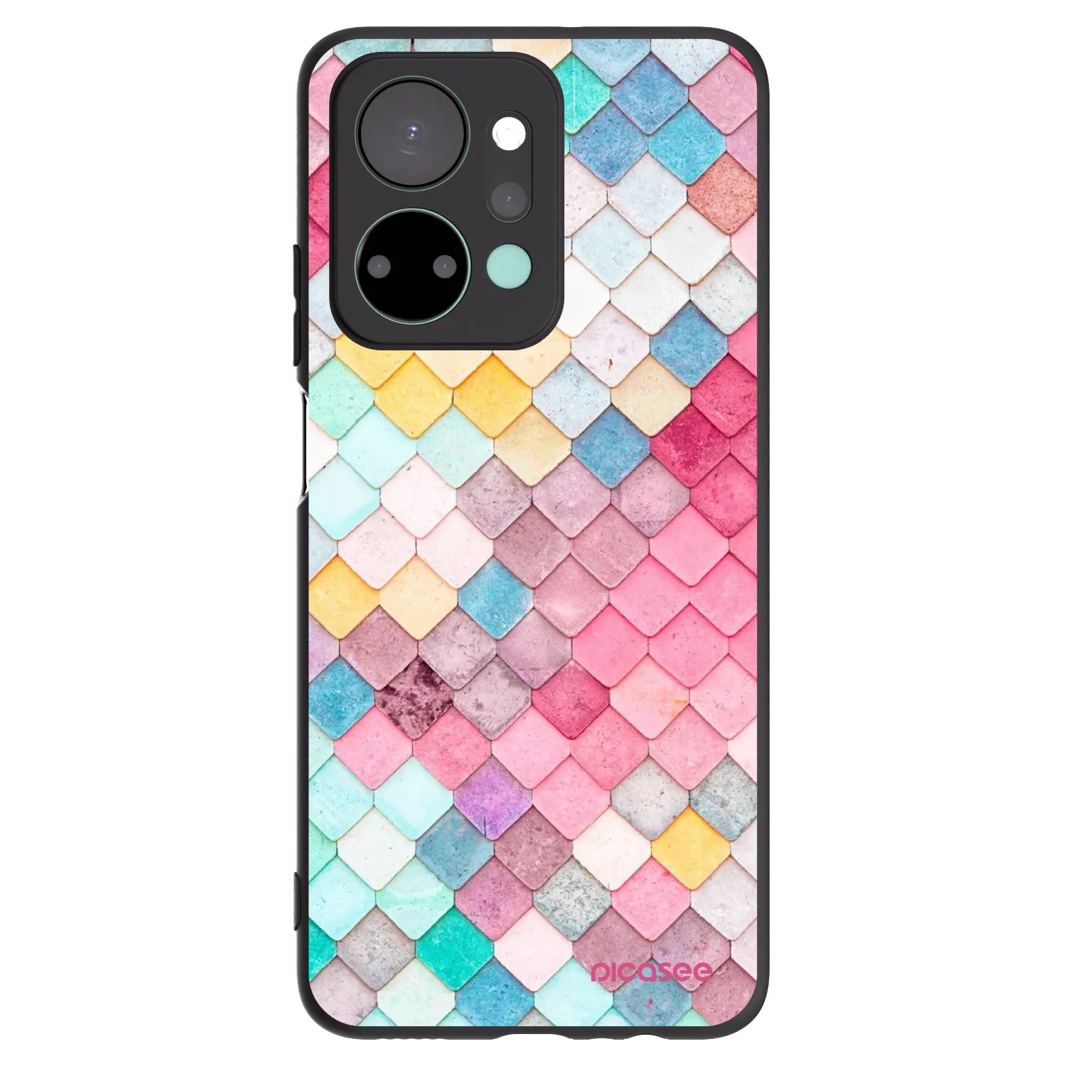 Picasee crna silikonska maskica za Honor X7a - Colorful roof